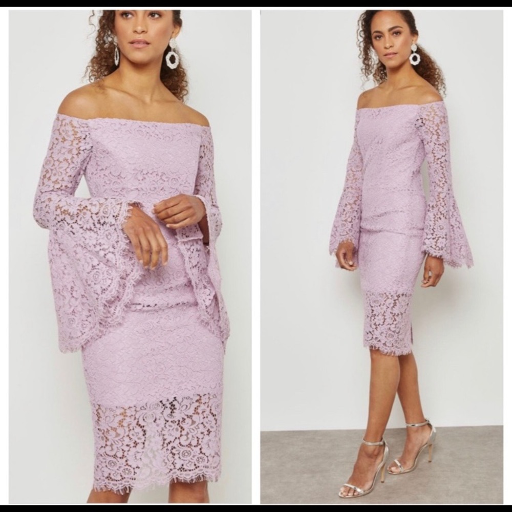 NWT Bardot lace off the shoulder bell sleeve dress